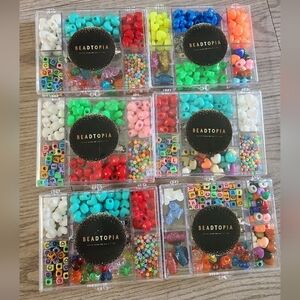 6x Random Beadtopia Colorful Bead Set Letters Shapes Colors Crafts Art New